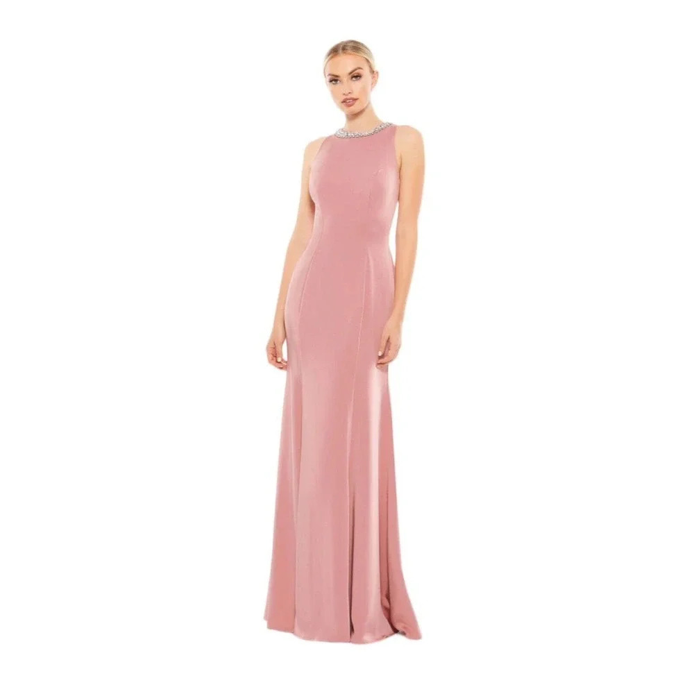 IEENA by MAC DUGGAL Gown Rose Pink Embellished Neck Trumpet Size US 0 - Picture 2 of 16